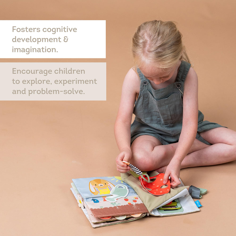 Taf Toys Busy Book designed with safe materials for busy play.