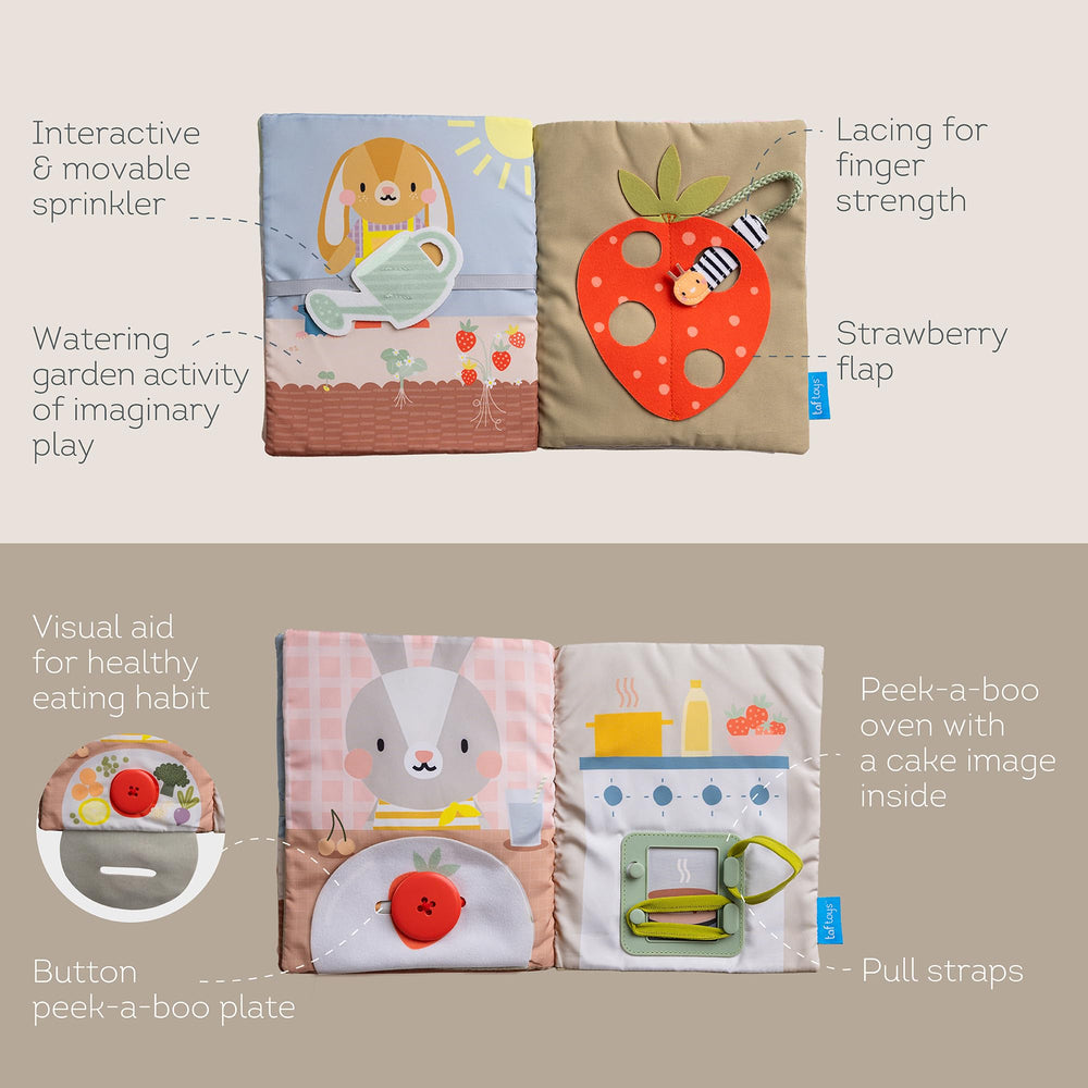 Taf Toys Busy Book fabric pages are soft yet durable.