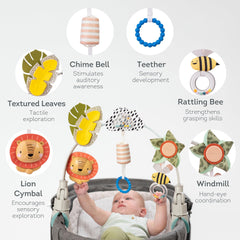 Taf Toys Savannah Adventures Arch featuring lion cymbals for engaging sensory grabbing