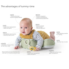 Ergonomic ascending Taf Toys design supports chest and arm movement