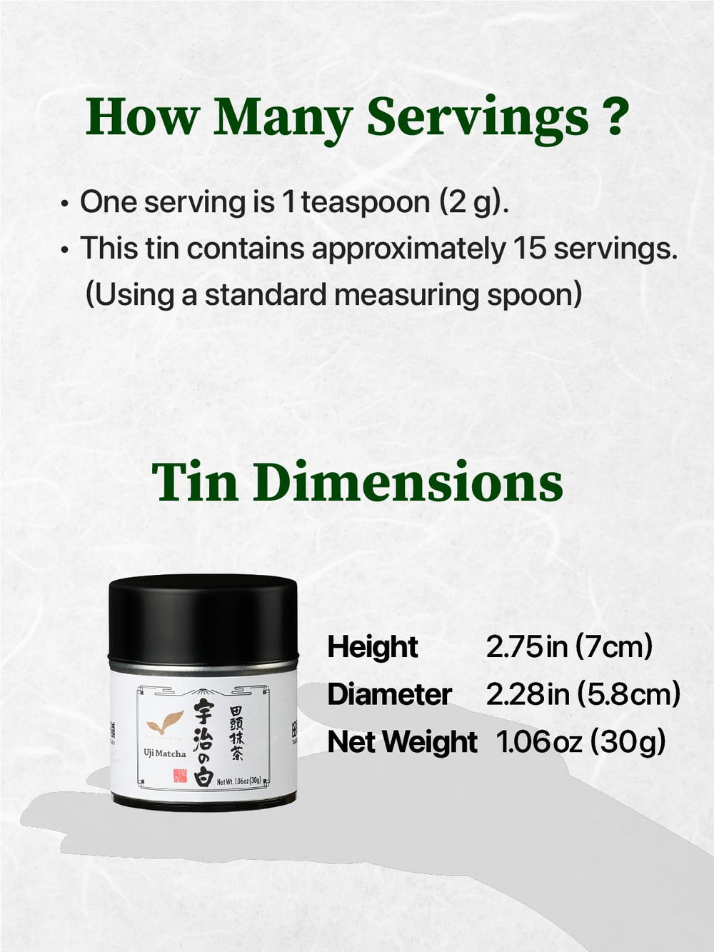 30 g net weight tin keeps freshness sealed and ready for daily use.