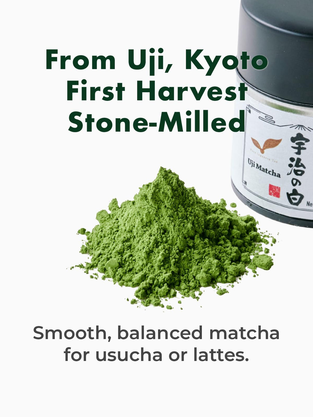 Tagashira Chaho first-harvest leaves produce a vibrant, silky powder for whisking.