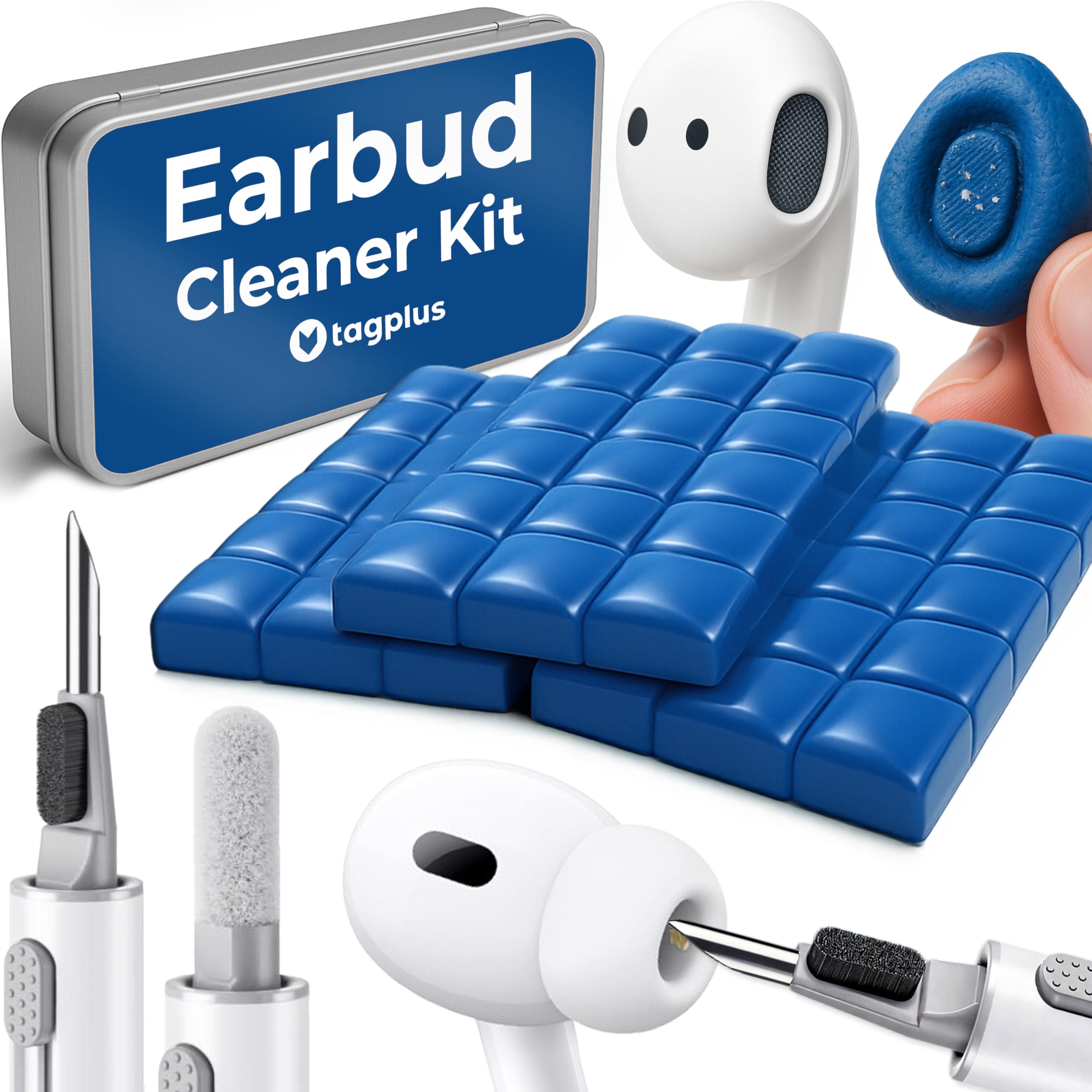 Tagplus airpod cleaner kit in a tin box for quick, all-in-one cleaning.