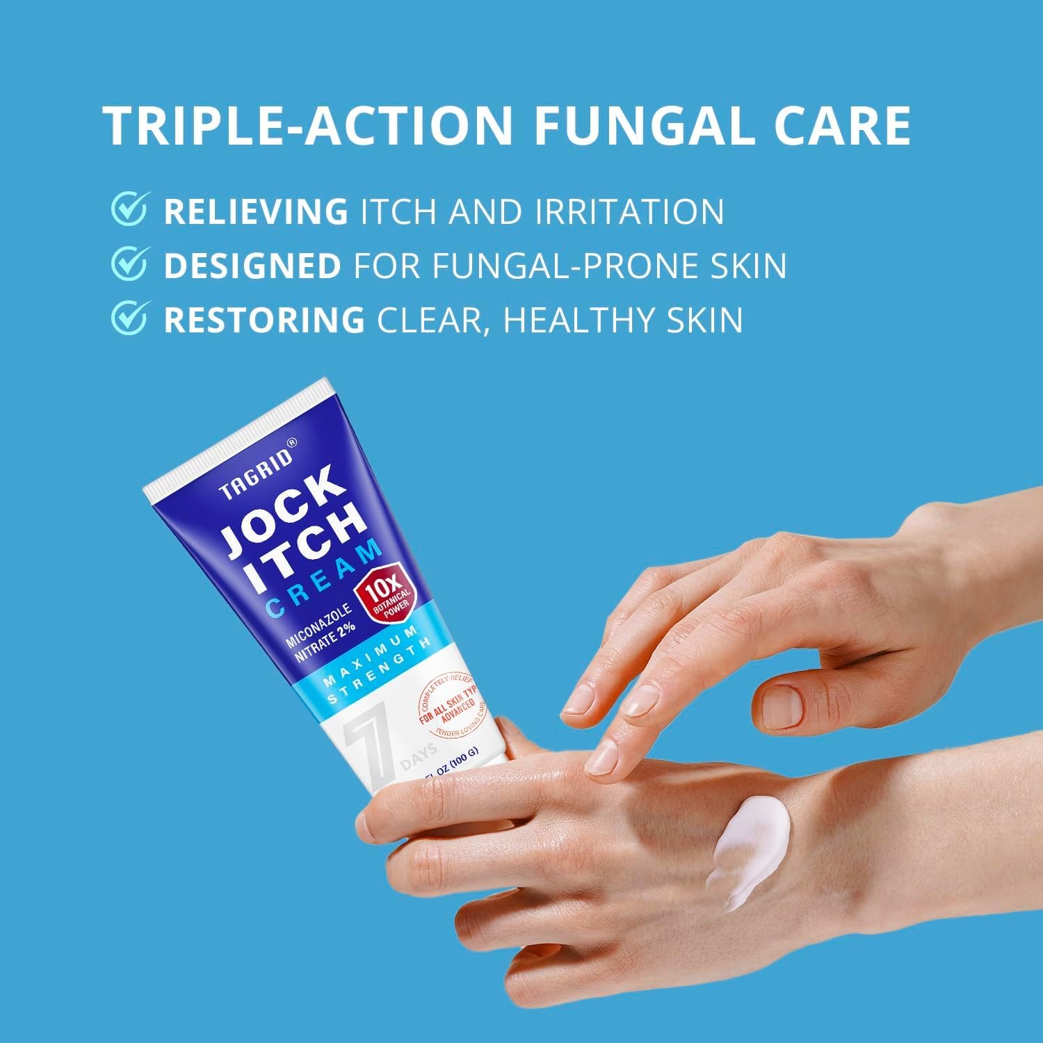 TAGRID Antifungal Cream packaging supports travel-friendly care.
