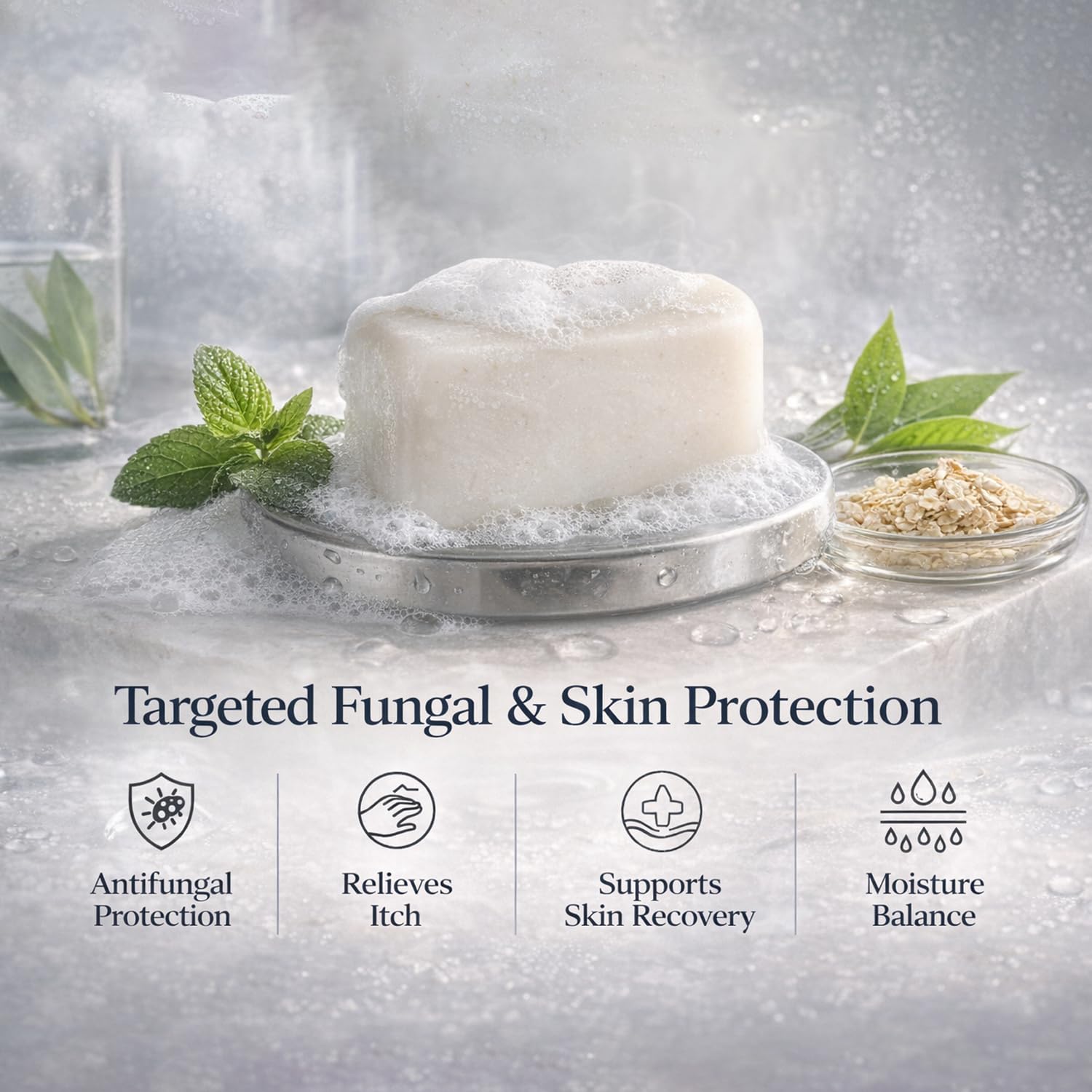 TAGRID antifungal soap used on body and face for comprehensive cleansing.