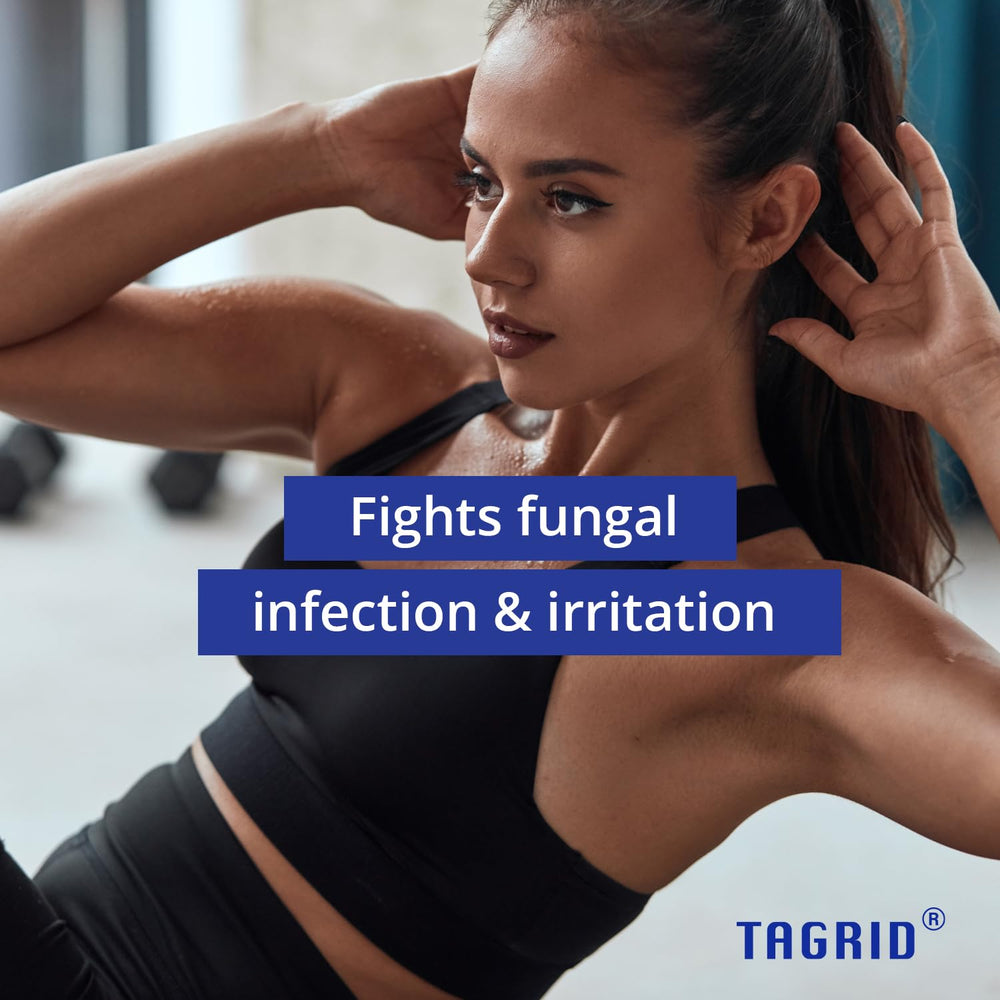 TAGRID soap close-up with tea tree oil drop emphasizes natural defense.