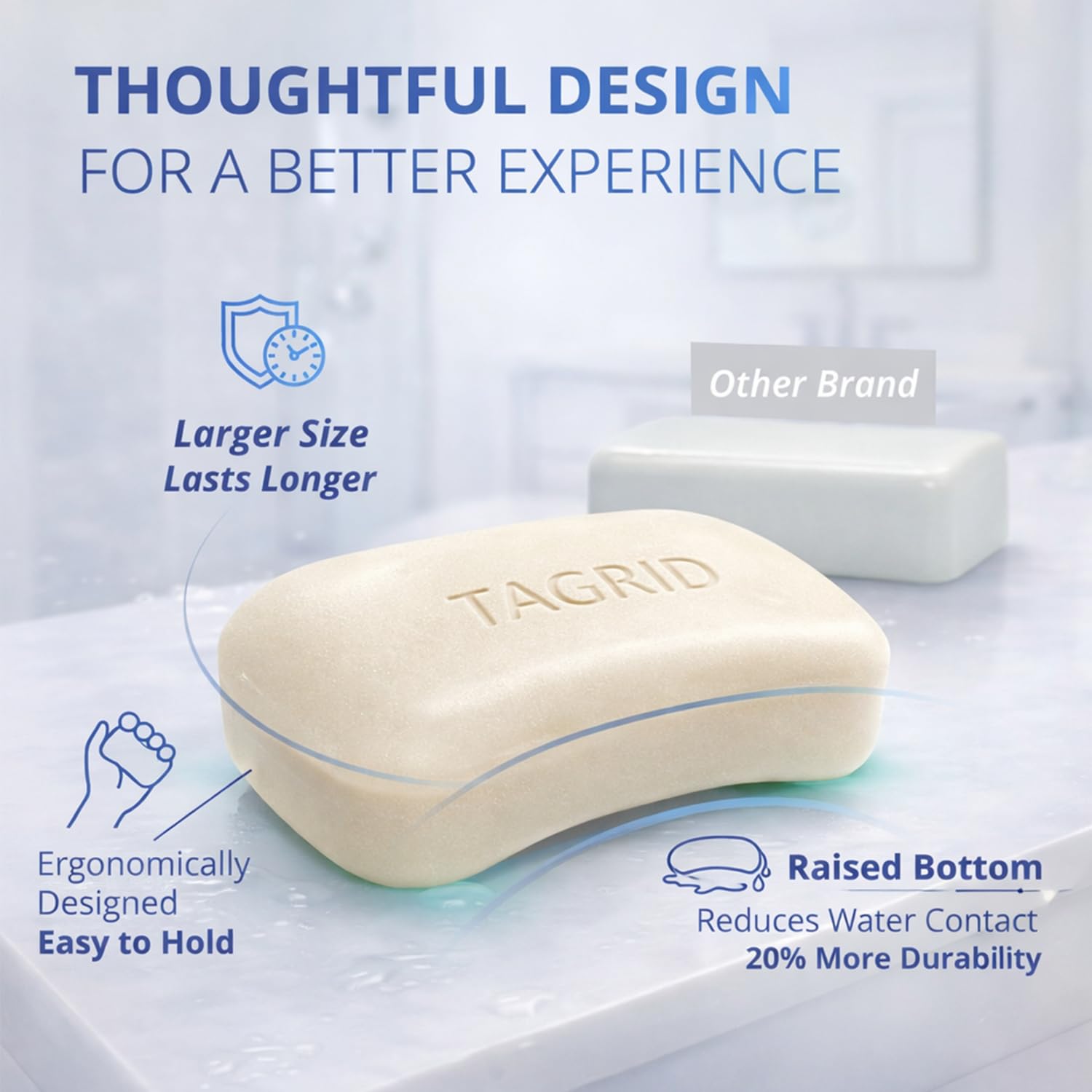 TAGRID antifungal soap with bar resting beside towel after workout.