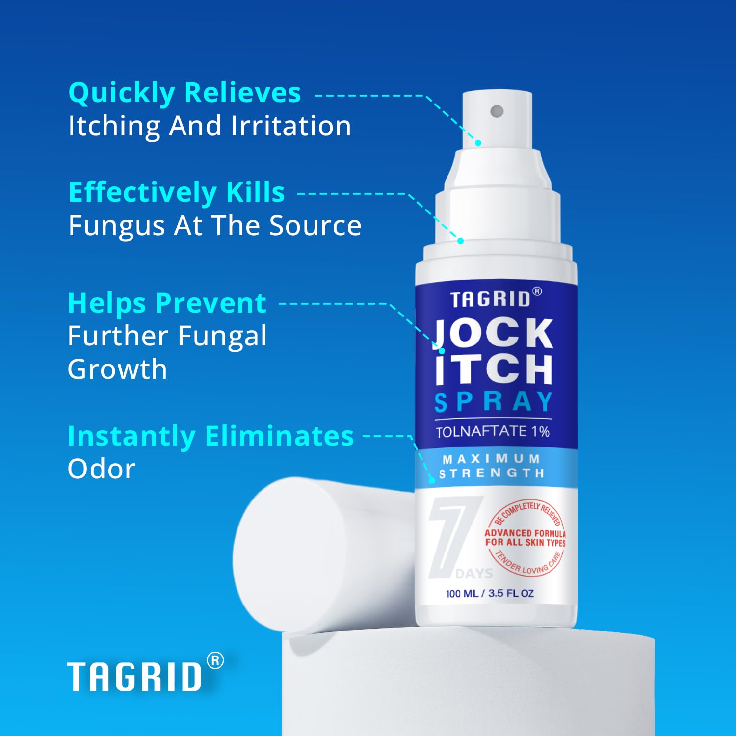 TAGRID Jock Itch Spray easy to carry in your gym bag for active use