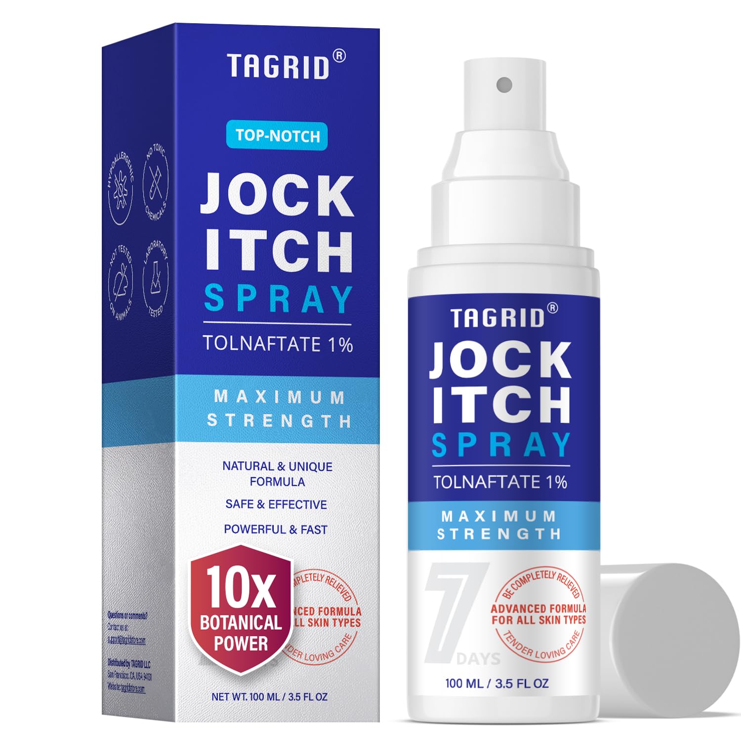 TAGRID Jock Itch Spray bottle shows fast-acting relief for home use