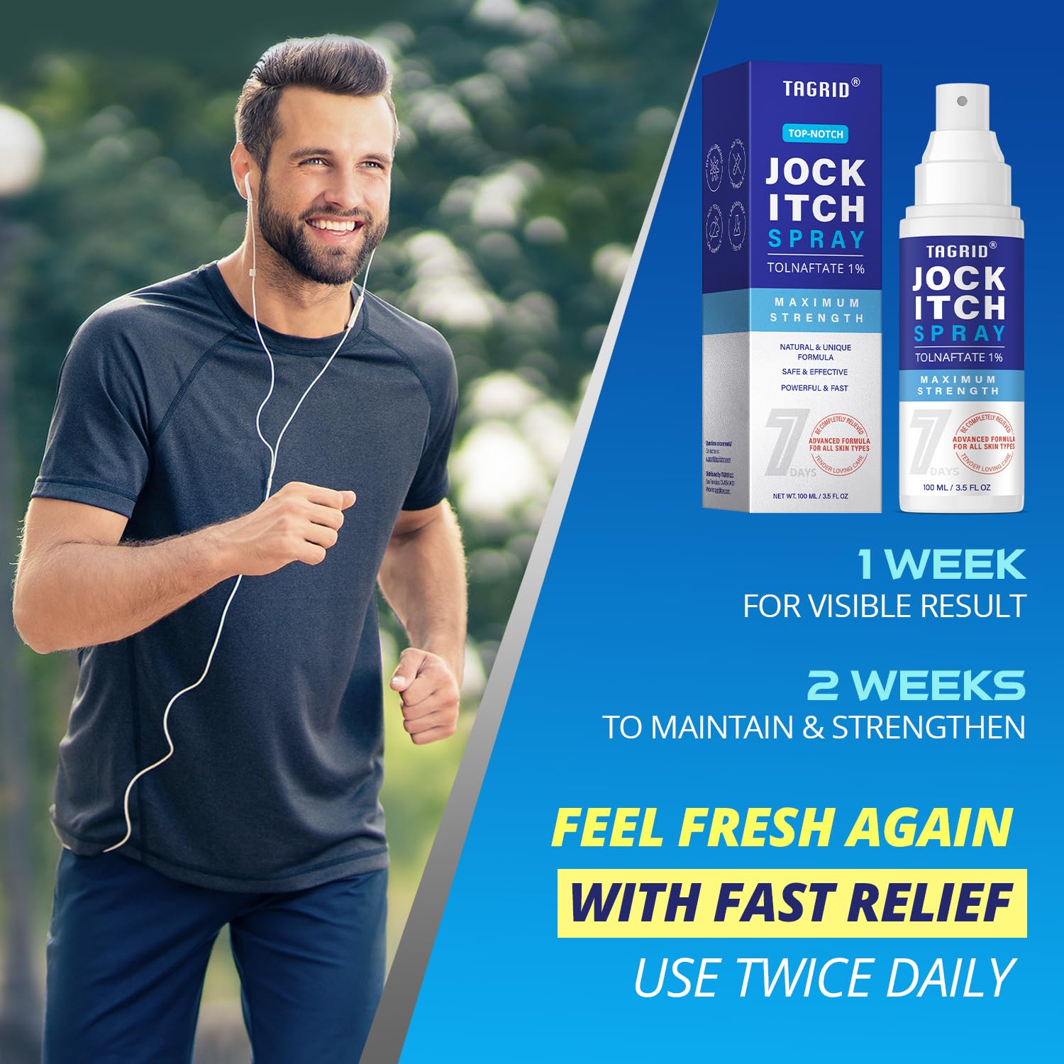 TAGRID Jock Itch Spray offers portable protection during travel or workouts