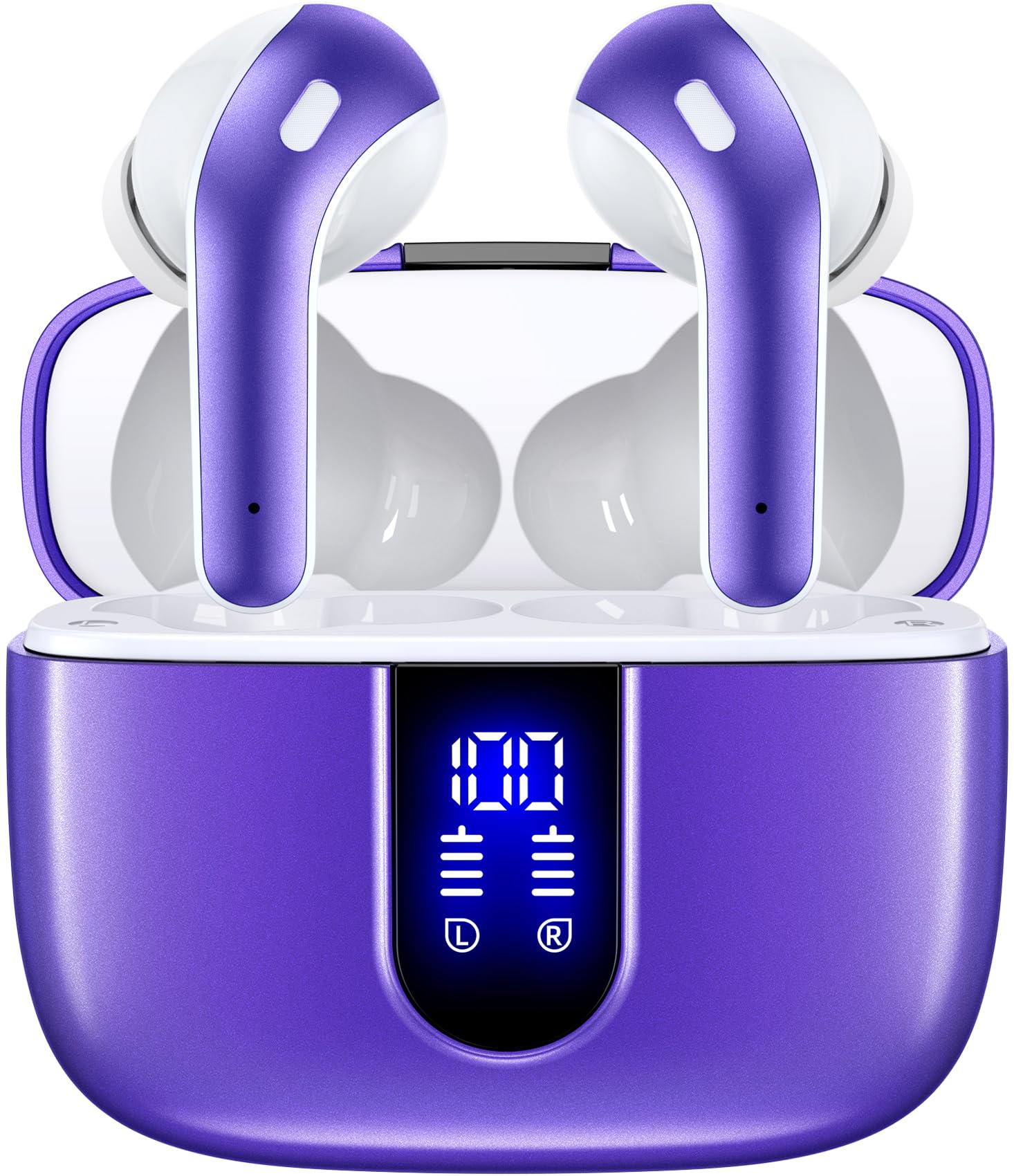 TAGRY X08 case LED display reveals charge status for case and earbuds, aiding quick power checks.