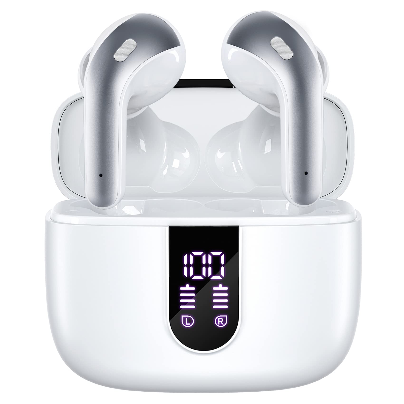 TAGRY X08 case with LED display shows battery levels for case and earbuds