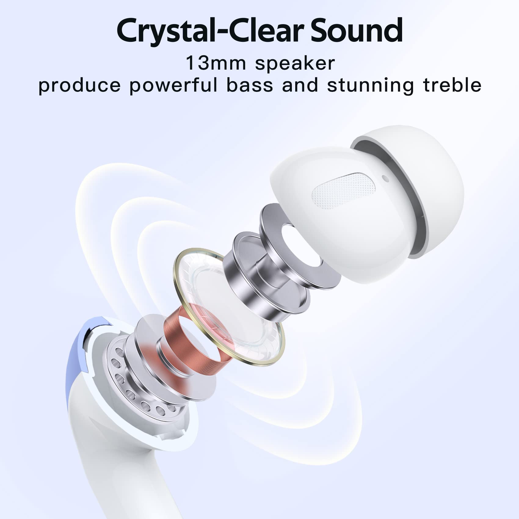 TAGRY X08 ergonomic earbuds with lightweight design for comfortable wear.