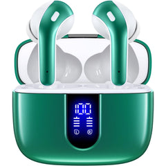 TAGRY X08 earbuds with LED power display on the charging case for quick battery checks