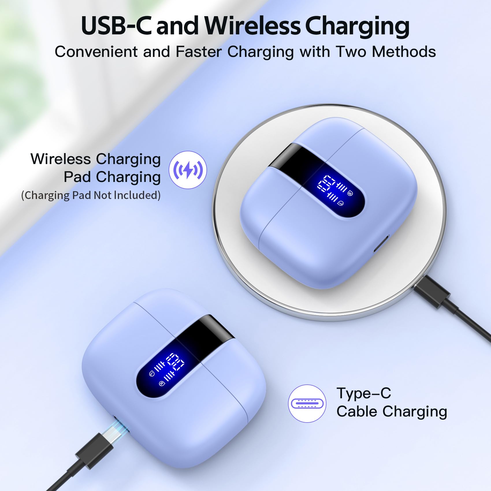 TAGRY X08 charging case supports wireless charging for convenient power.