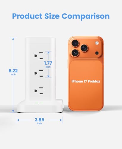 TAGZILO power strip tower USB ports highlighted for fast charging convenience.
