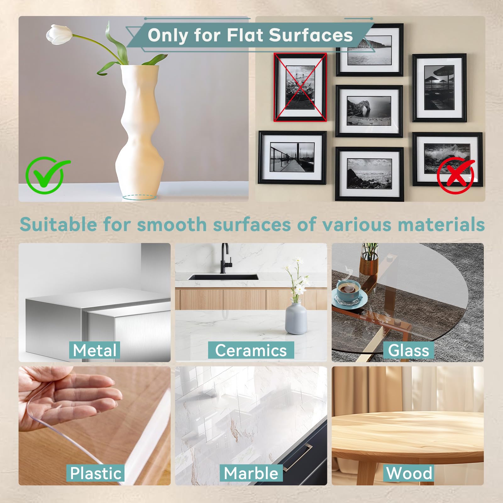Tailgenci Clear Exhibit Gel stabilizing items on shelves and display cases.