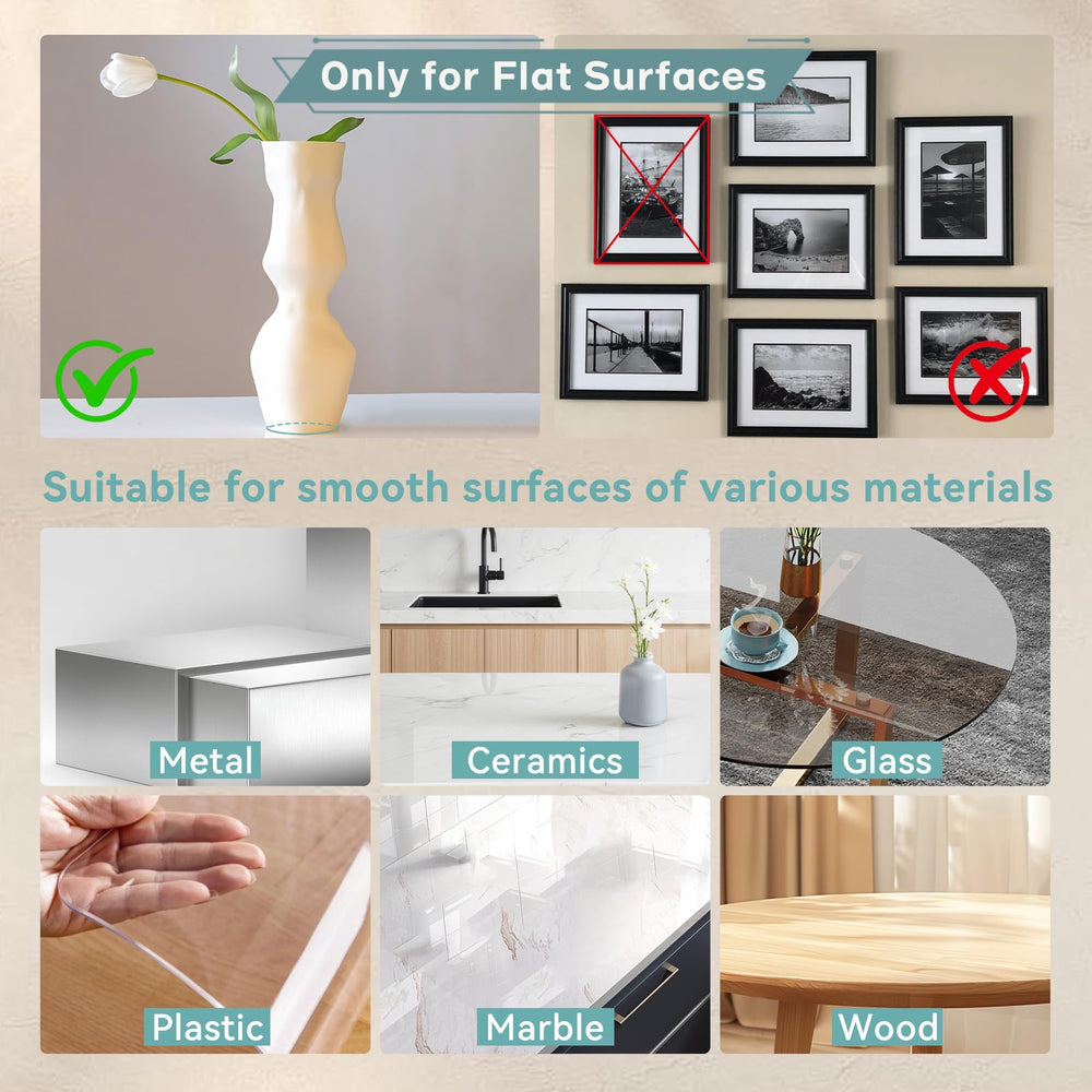 Tailgenci Clear Exhibit Gel stabilizing items on shelves and display cases.