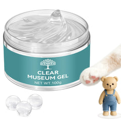 Tailgenci Clear Exhibit Gel jar close-up for invisible mounting of delicate items.