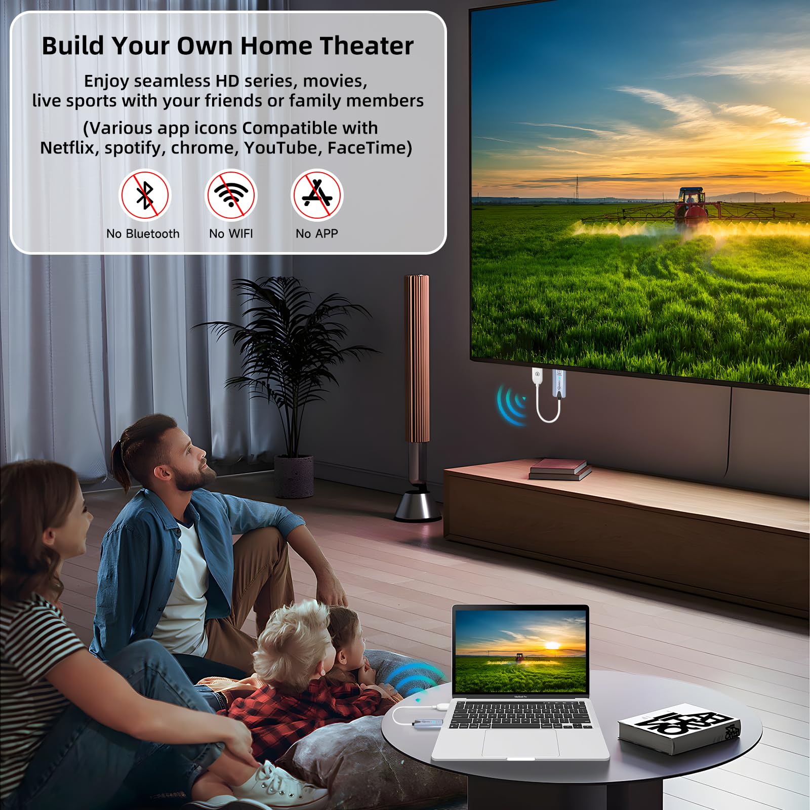 Taiquinix wireless HDMI setup demonstrates portable, cord-free versatility