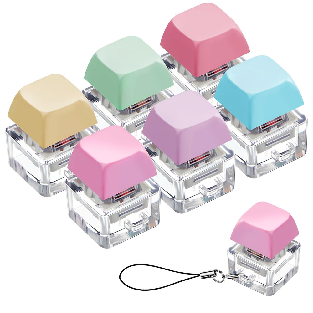 Taiyin 6-pcs keyboard clicker pack in vibrant macaron colors for stress relief and desk play