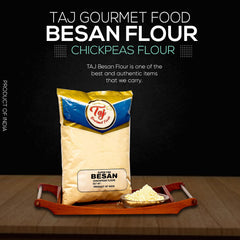 TAJ Besan flour fine powder ready for batters and gluten-free baking.
