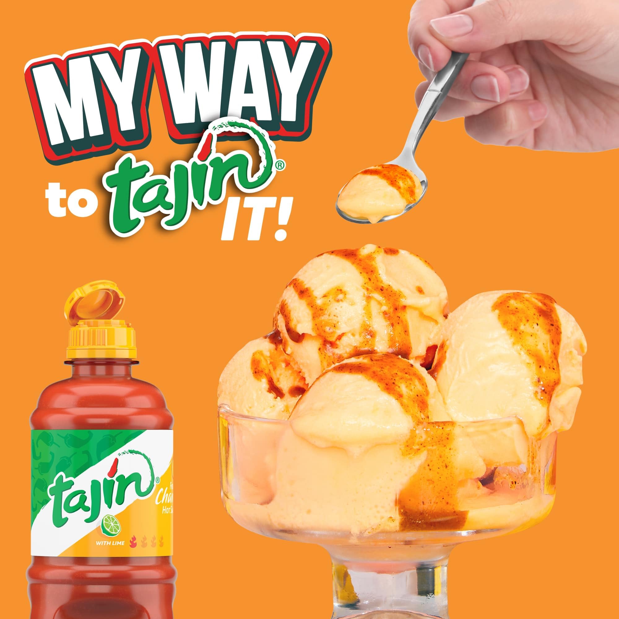 Tajin Chile Lime Sauce dusting on fruit and vegetables for tangy accents.