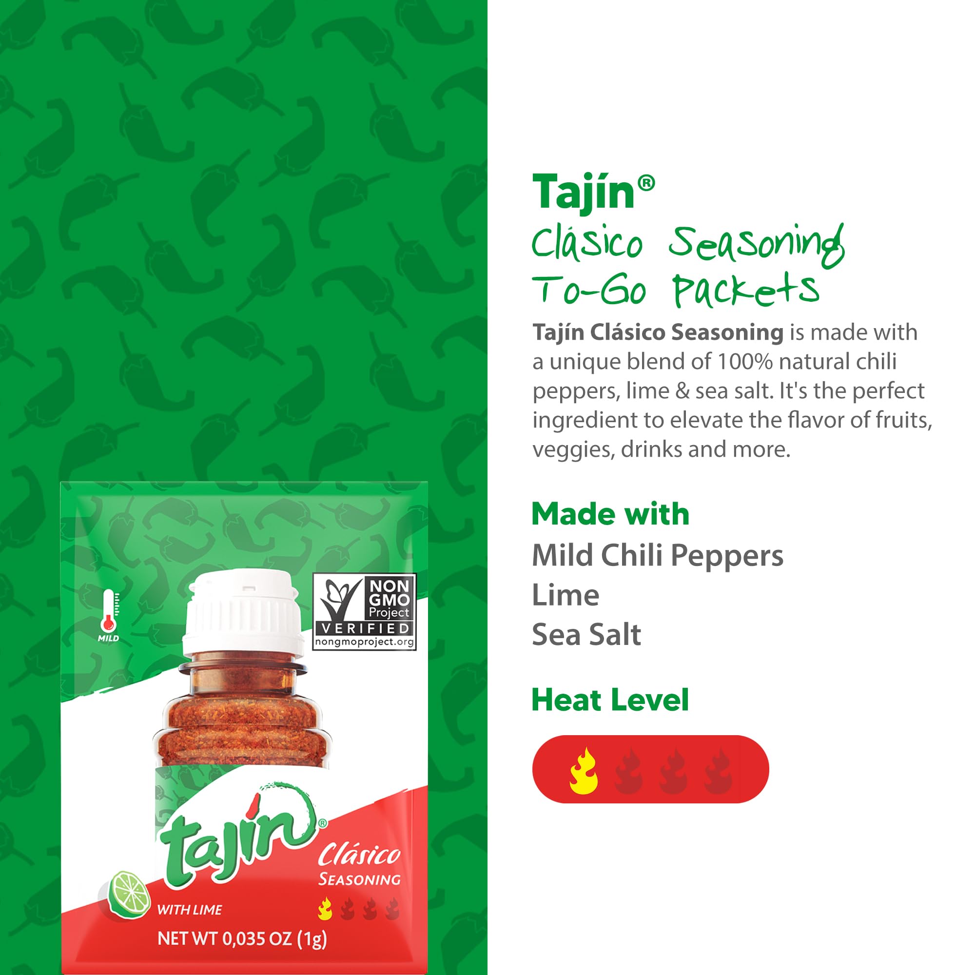 Tajín Clásico chili-lime seasoning on vegetables for a bright, balanced zing.