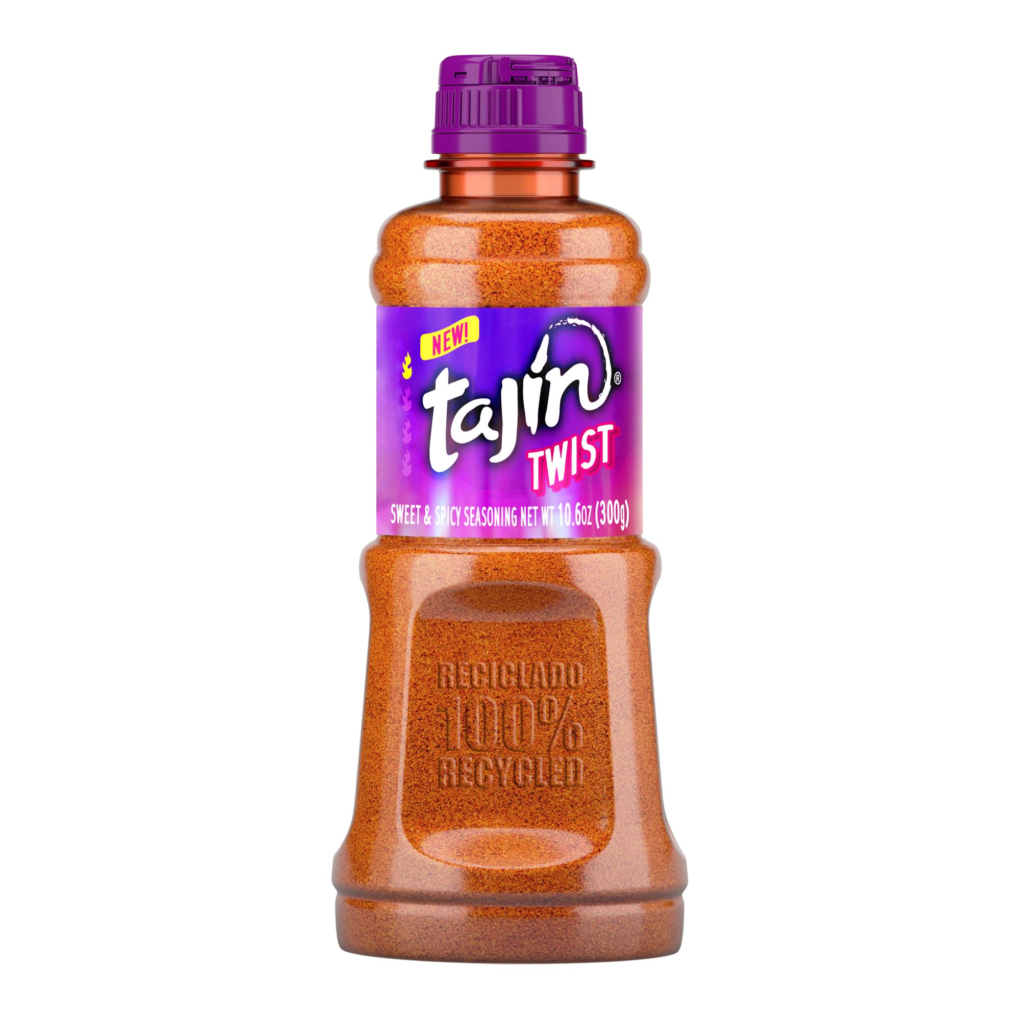 Tajín Twist bottle ready to sprinkle on fruits for a tangy kick.