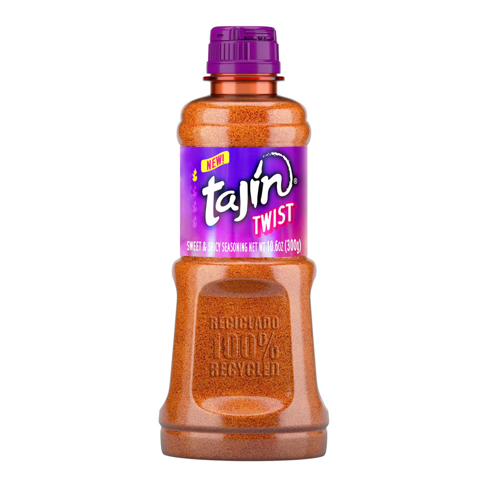 Tajín Twist bottle ready to sprinkle on fruits for a tangy kick.