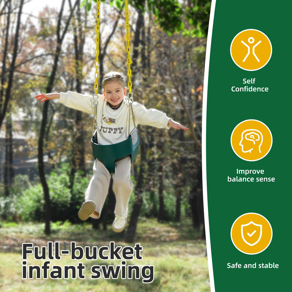 Take Me Away fully assembled outdoor toddler swing ready for quick setup