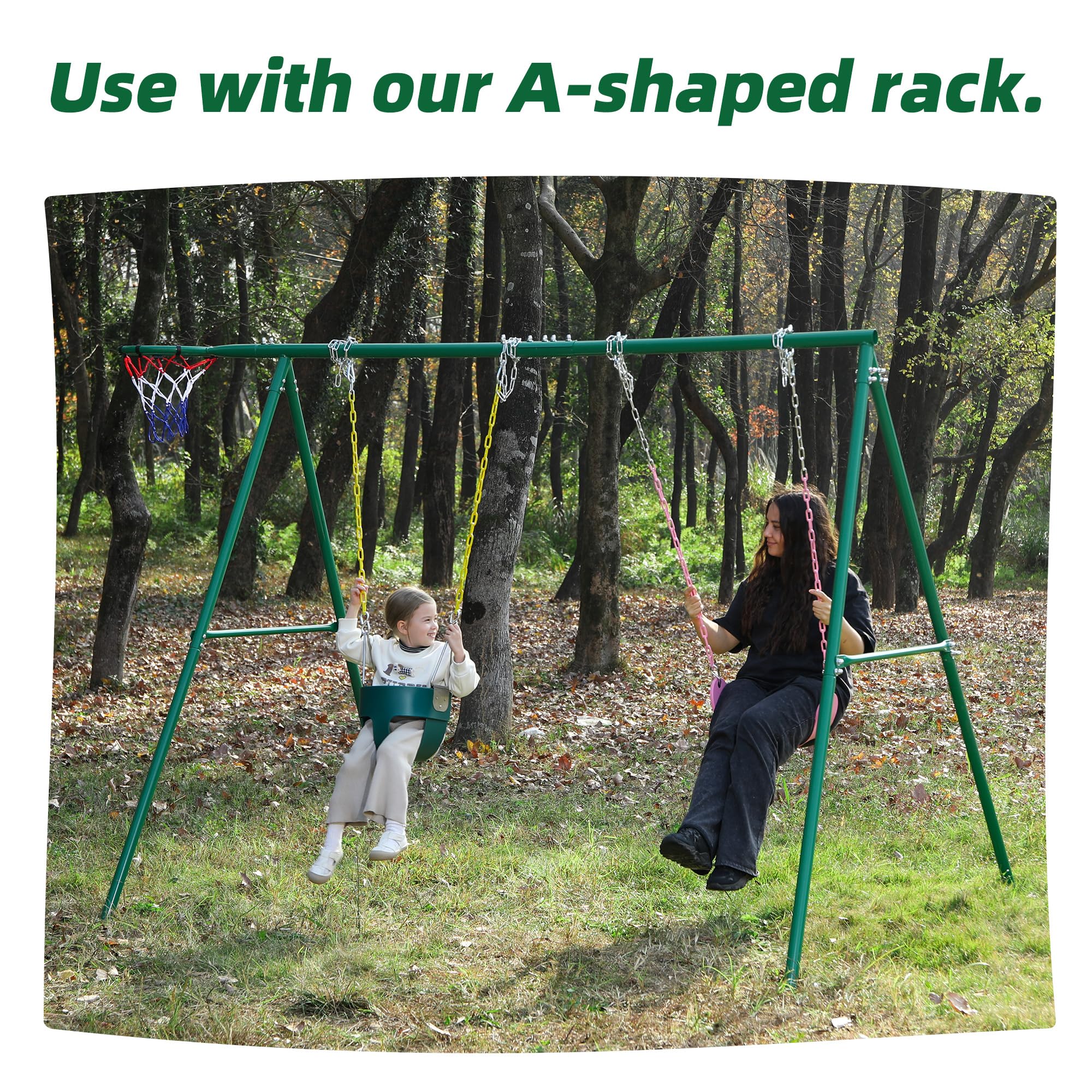 Take Me Away toddler swing in backyard offering safe, playful moments