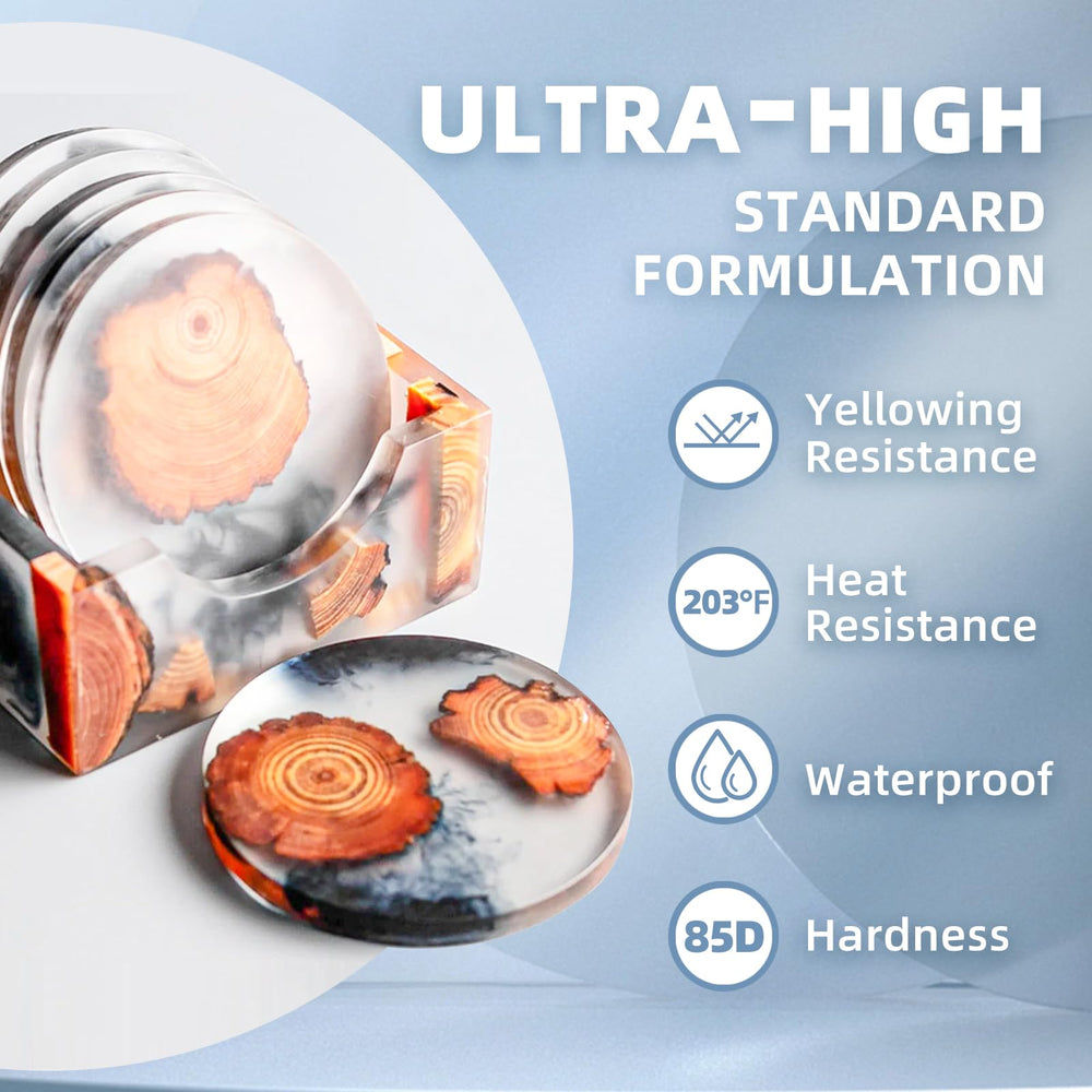 TAKIMO river-table coating provides crystal clarity with anti-yellowing protection.