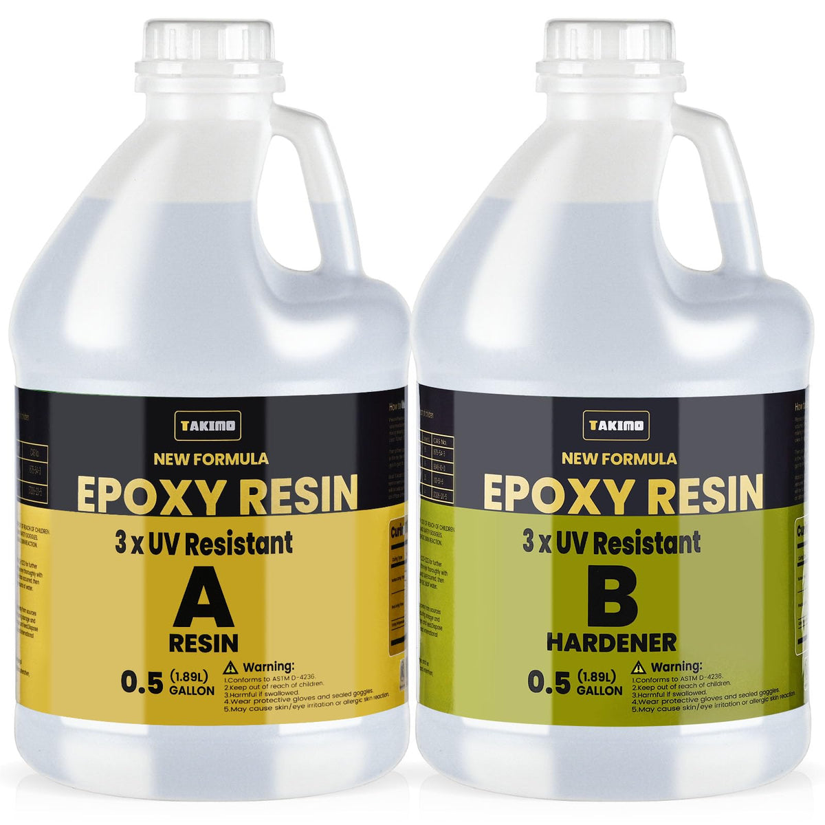 TAKIMO epoxy resin 1gal bottle for crystal-clear art coatings.