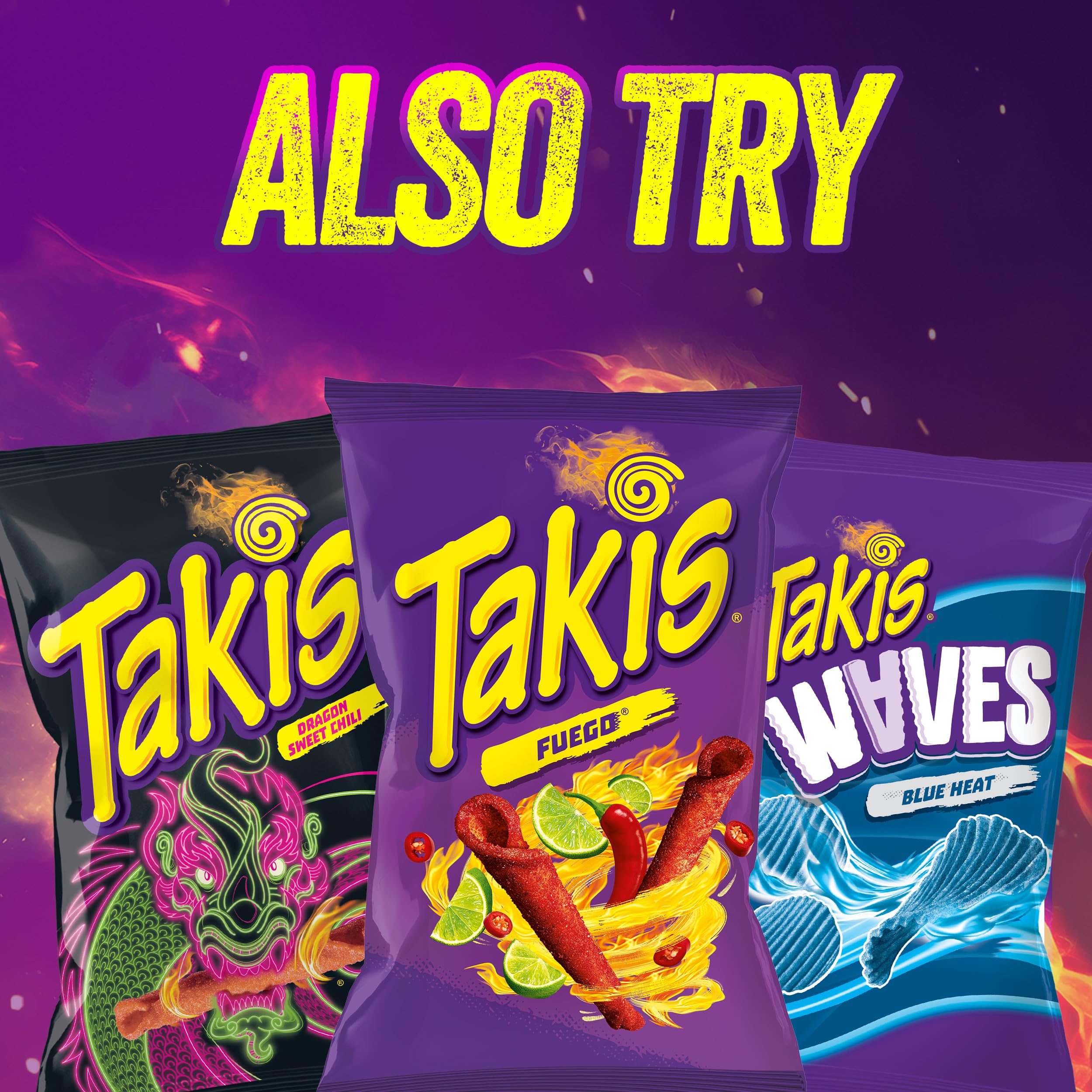 Person holding Takis Blue Heat chip highlighting intense flavor.