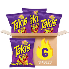 Takis Fuego rolled chips show crisp bite for on-the-go snacking.