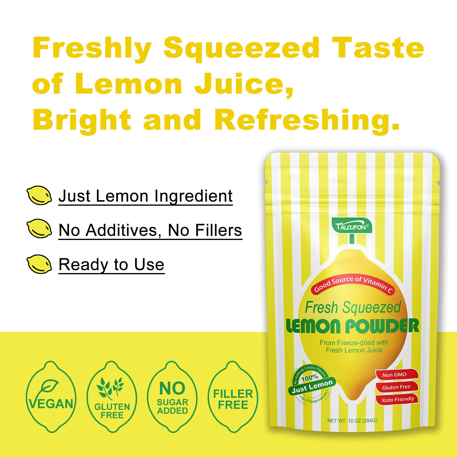 Talcufon lemon powder used in baking for tangy cookies and cakes.