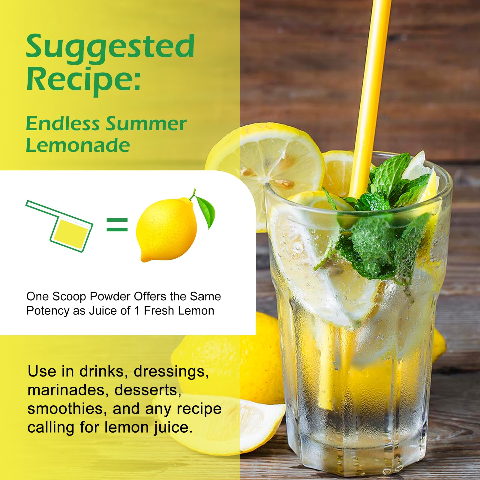 Talcufon lemon powder in a smoothie for bright flavor.