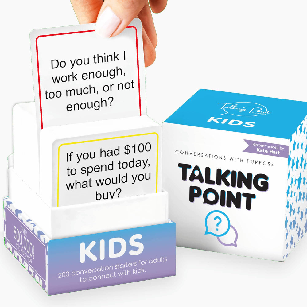 Talking Point Cards deck on table sparks engaging family conversation and bonding.