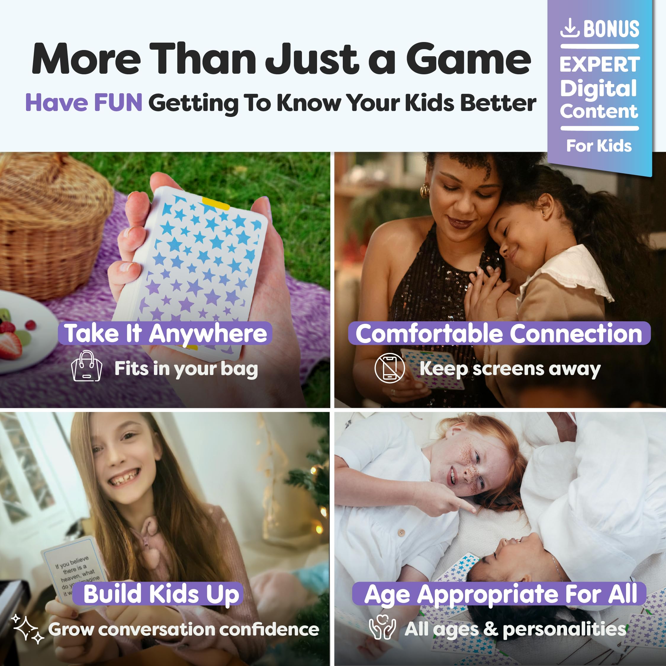 Talking Point Cards family dining scene supports open dialogue with shy kids.