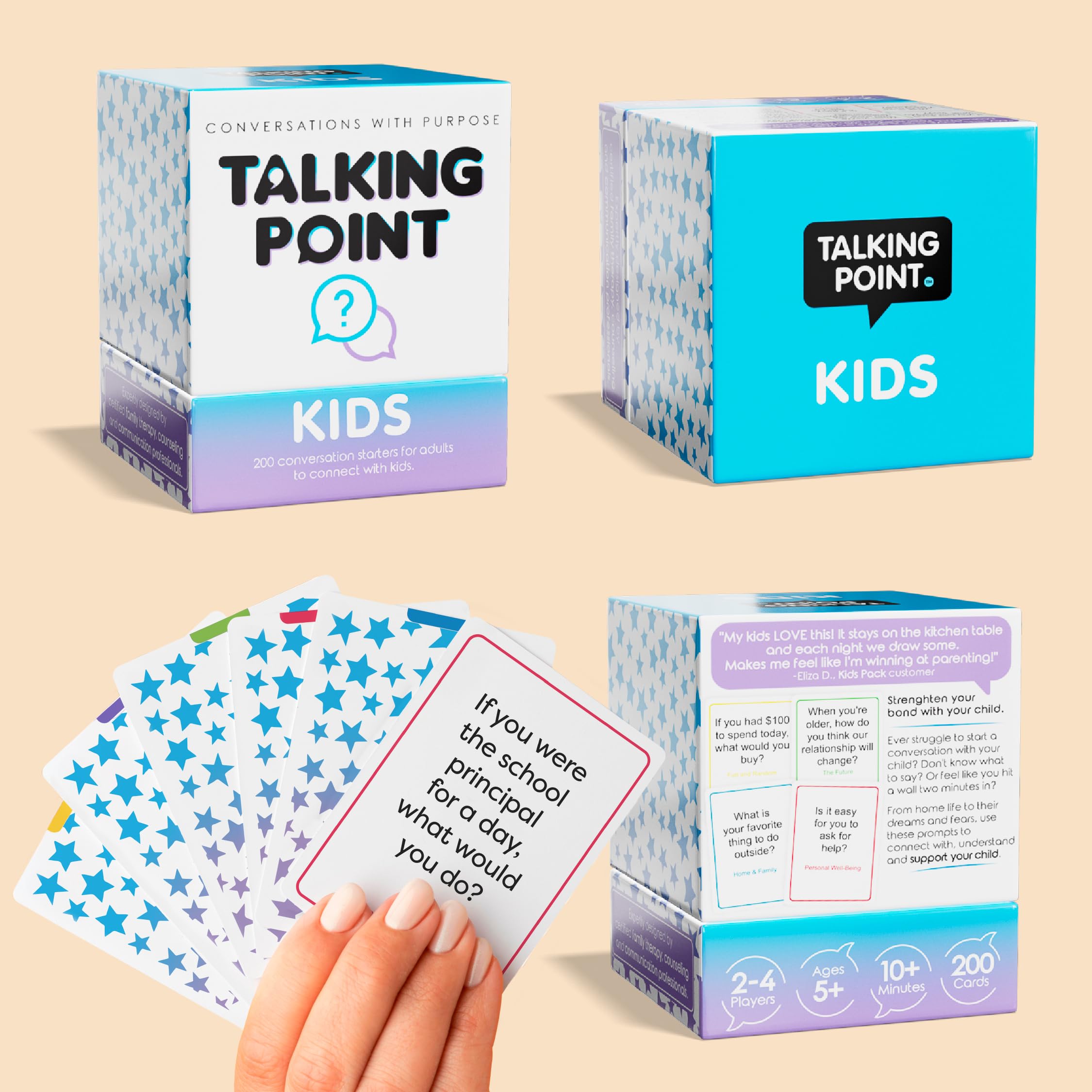 Talking Point Cards travel-friendly box ready for car trips and road trips.