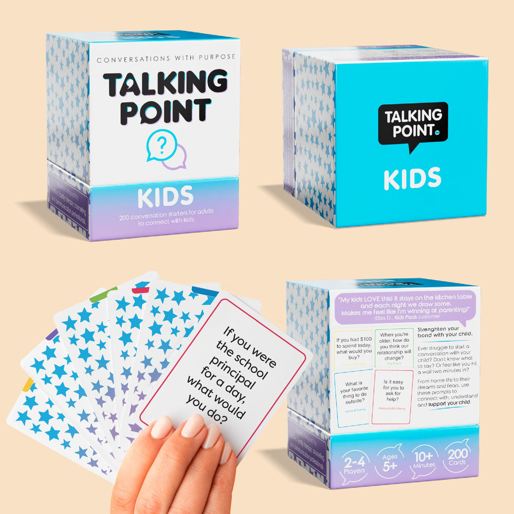 Talking Point Cards travel-friendly box ready for car trips and road trips.
