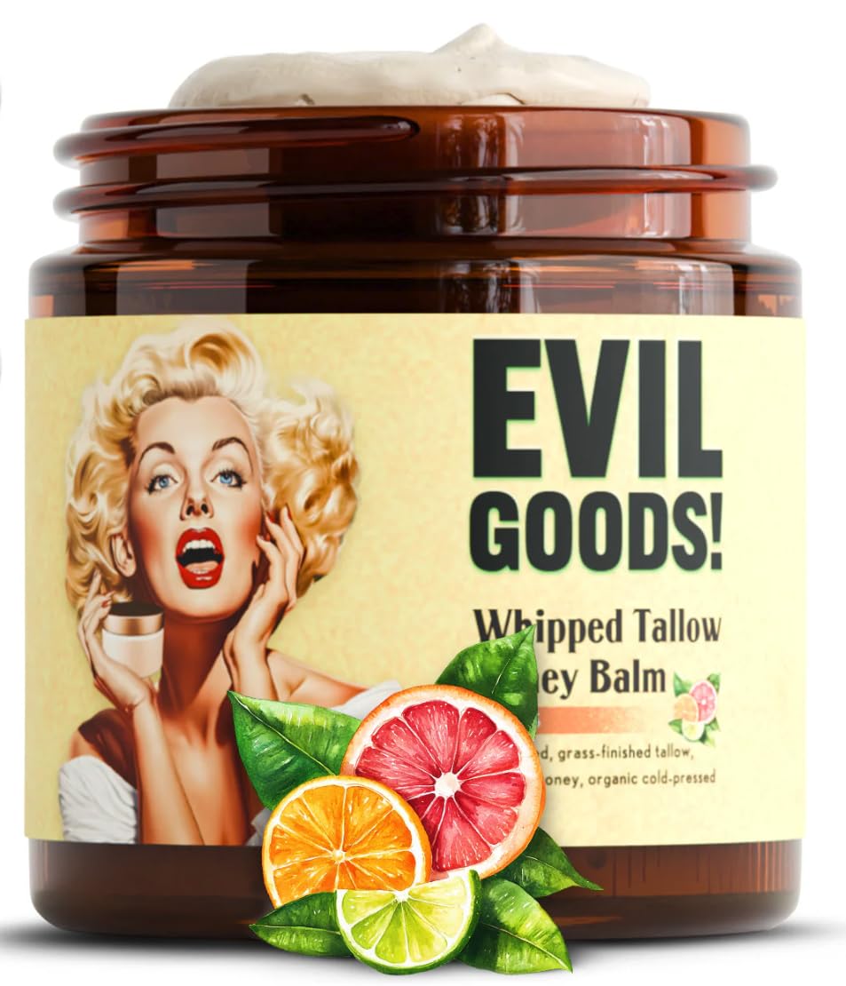 Tallow balm whipped honey jar offers deep moisture for skin.