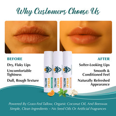 Tallowbourn Unscented lip balm swatch, fragrance-free moisture.