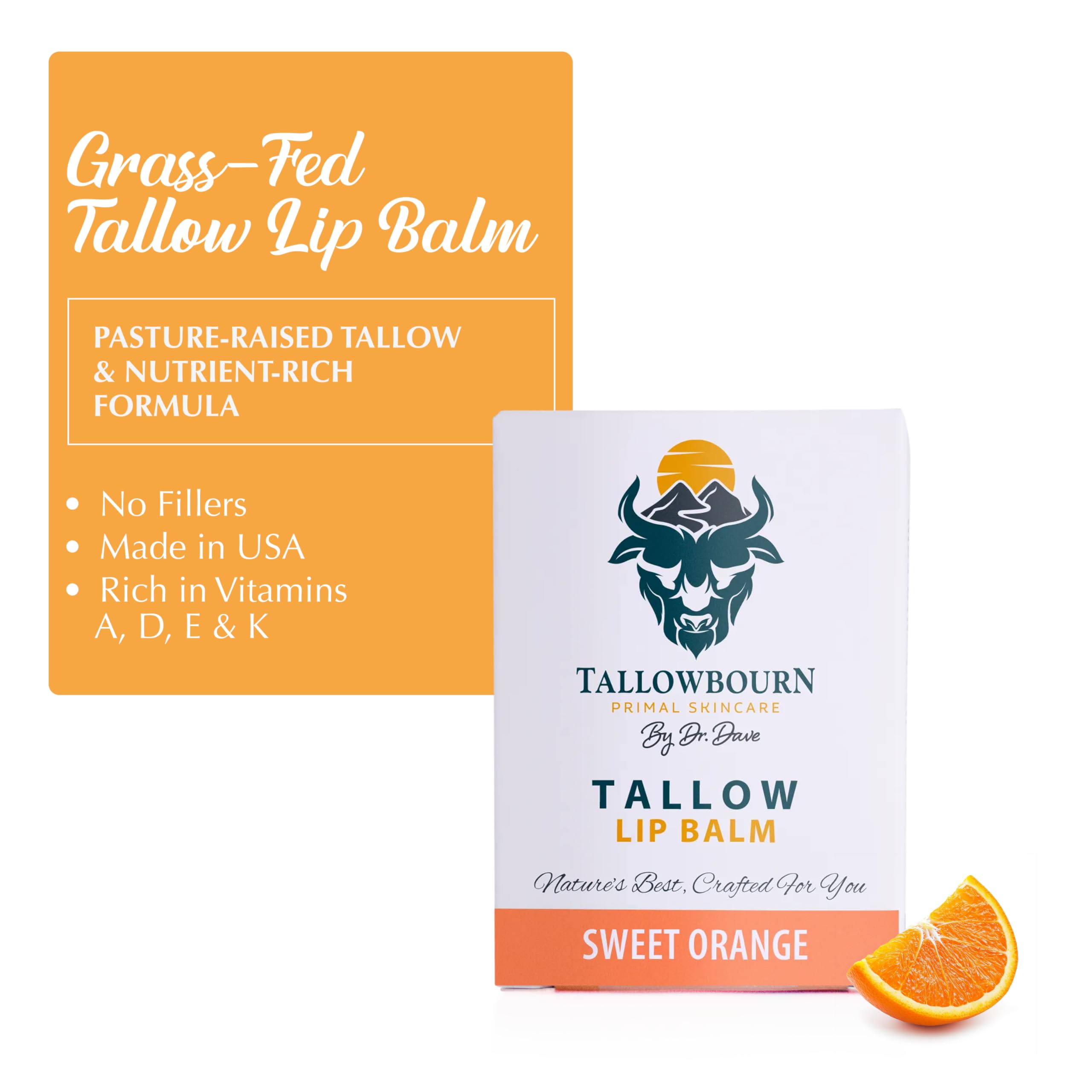 Tallowbourn lip balm with organic coconut oil and beeswax for pure care.