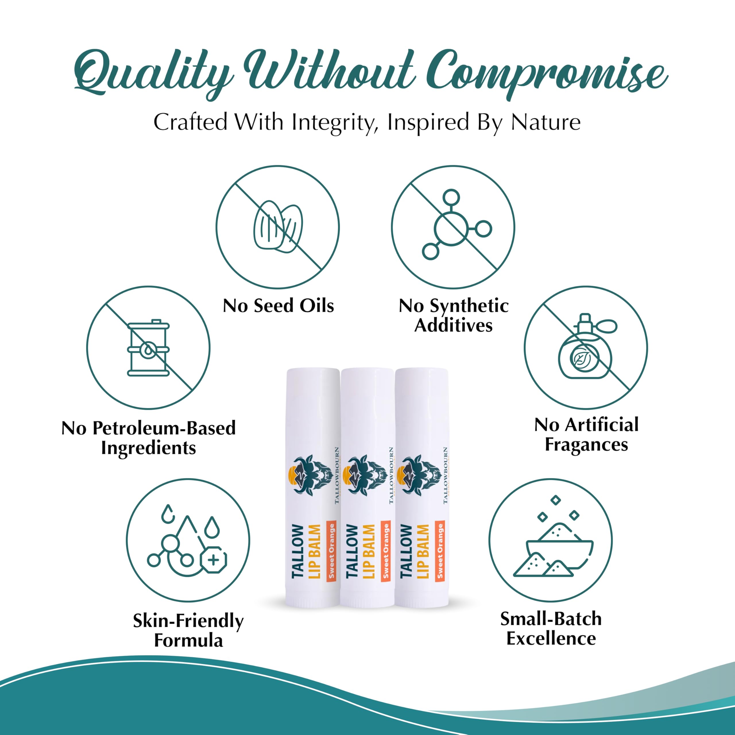 Natural packaging highlights petroleum-free care from Tallowbourn lip balm.