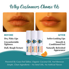 Sweet Orange scented Tallowbourn lip balm adds a refreshing aroma.