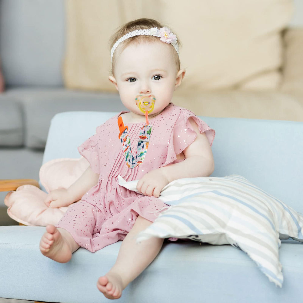 TAMHOO rainbow pattern pacifier clip keeps toys tidy and accessible