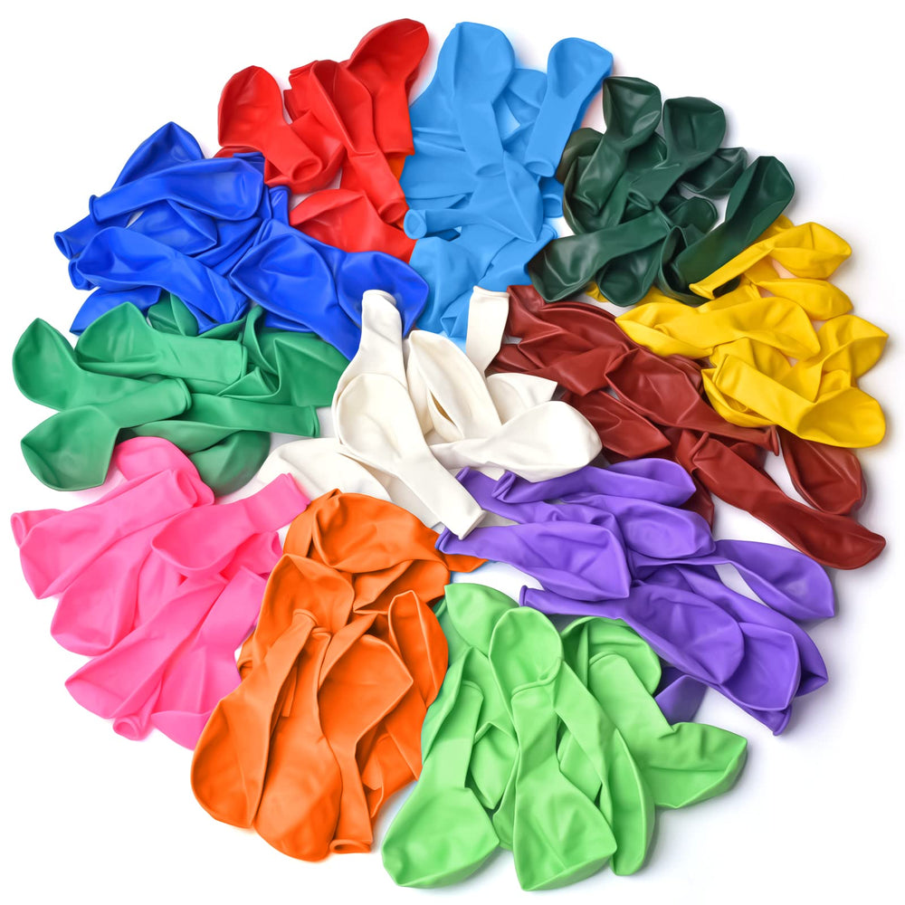 Tamodan thickened balloons 120-pack packshot in bright rainbow colors for festive decor