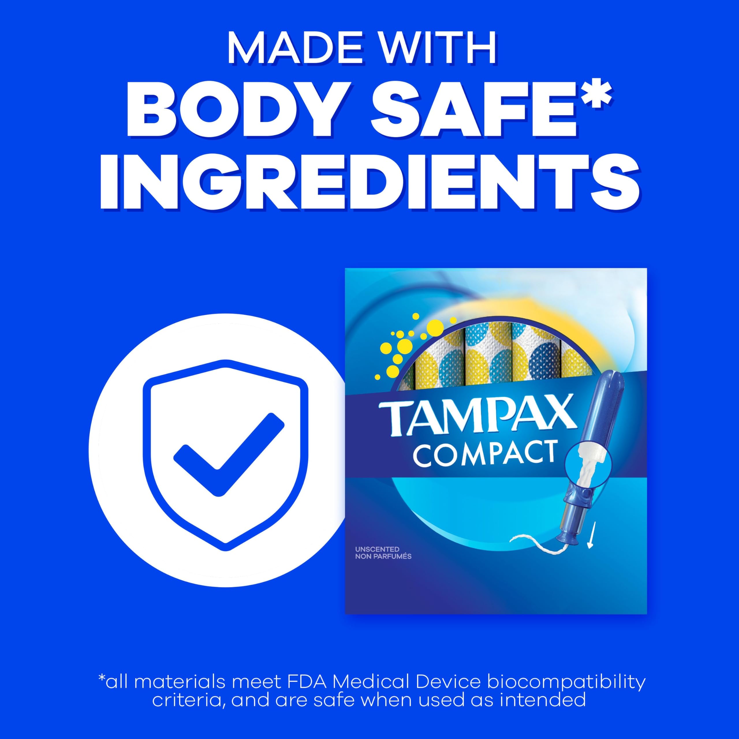 Compact design of Tampax Compact Pearl fits discreetly in a bag.